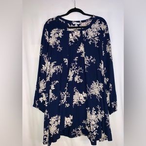 Navy and Very Light Blush Long Sleeve Dress